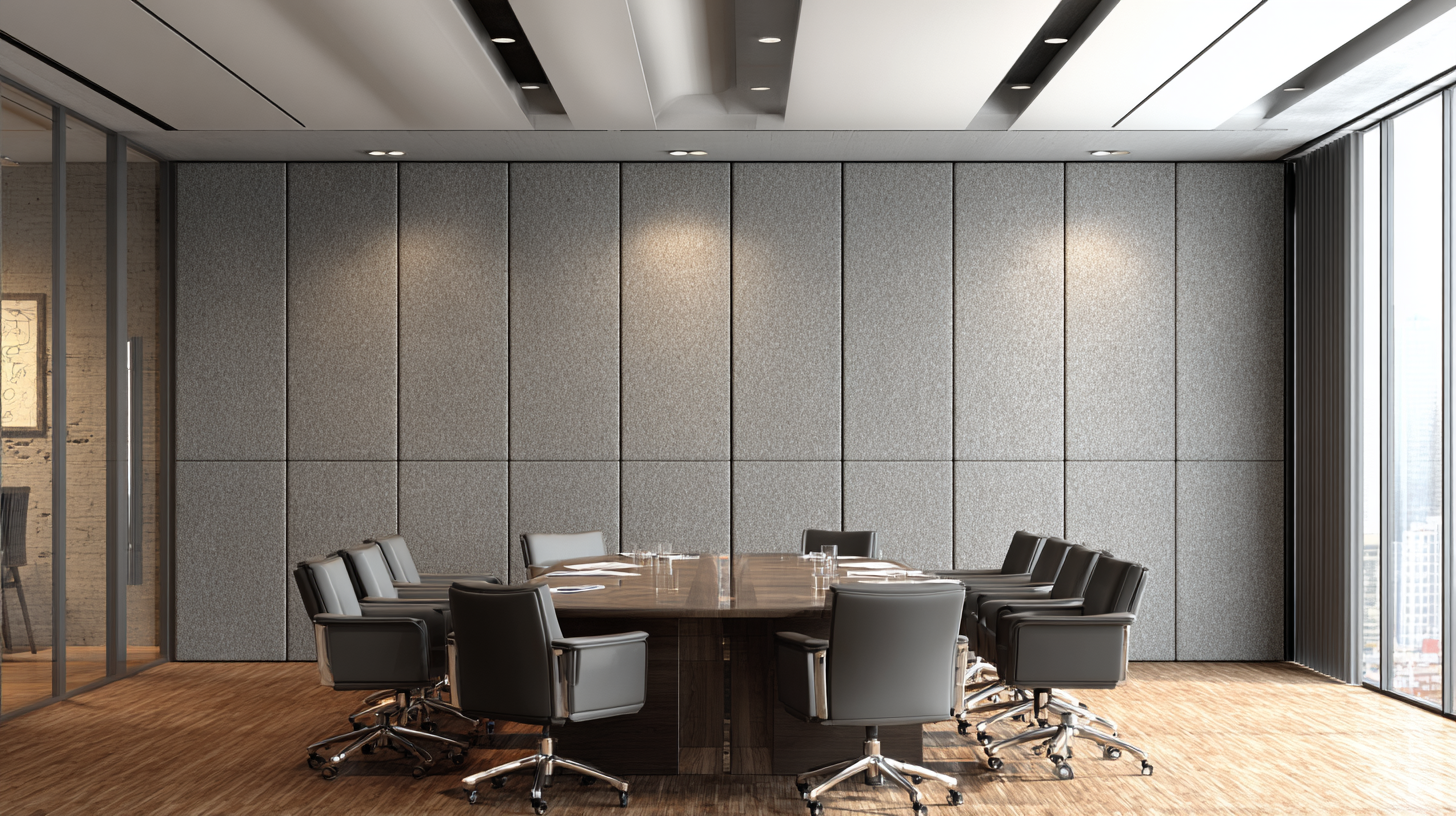 Conference room with acoustic wall panels and meeting table